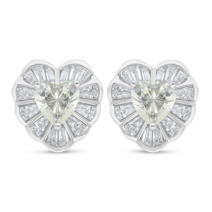 Sterling Silver 925 Earring Rhodium Plated Embedded With Diamond Zircon And White Zircon