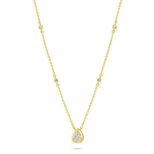 Sterling Silver 925 Necklace Golden Plated Embedded With White Zircon