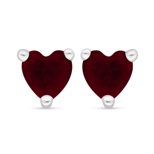 Sterling Silver 925 Earring Rhodium Plated Embedded With Ruby Corundum