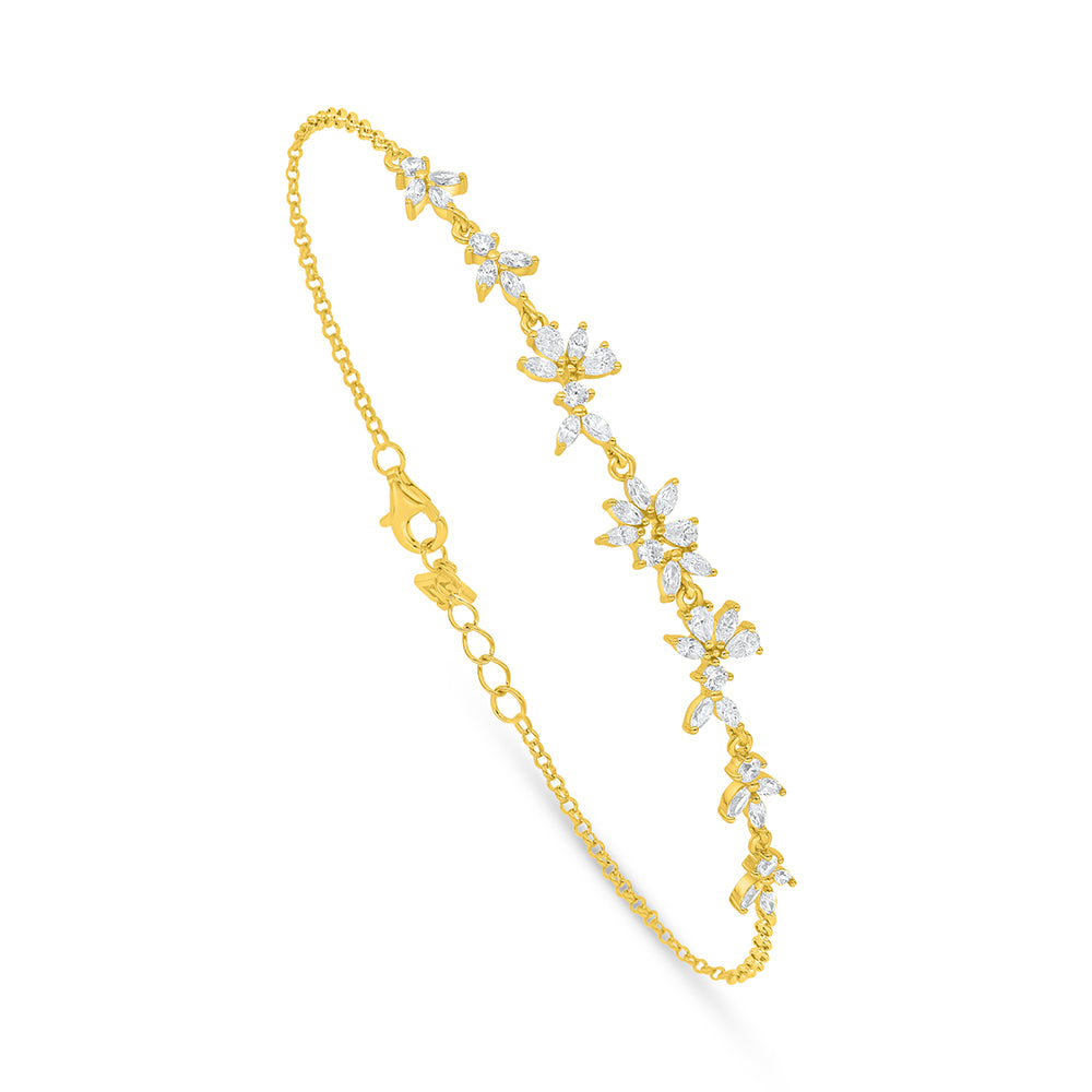 Sterling Silver 925 Bracelet Golden Plated Embedded With White Zircon