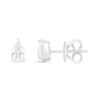 Sterling Silver 925 Earring Rhodium Plated Embedded With White Zircon
