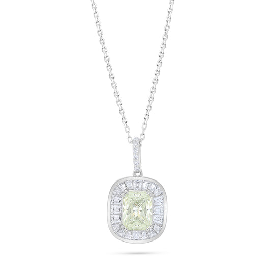 Sterling Silver 925 Necklace Rhodium Plated Embedded With Diamond Zircon And White Zircon