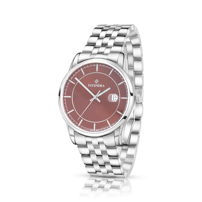 Stainless Steel 316L Watch Silver Color For Men - BROWN MOP DIAL