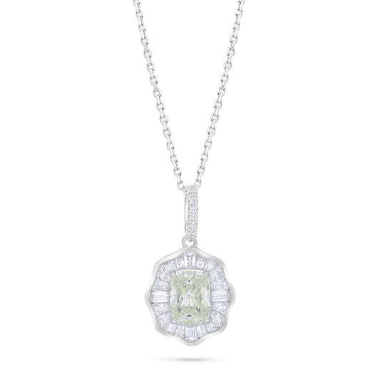Sterling Silver 925 Necklace Rhodium Plated Embedded With Diamond Zircon And White Zircon