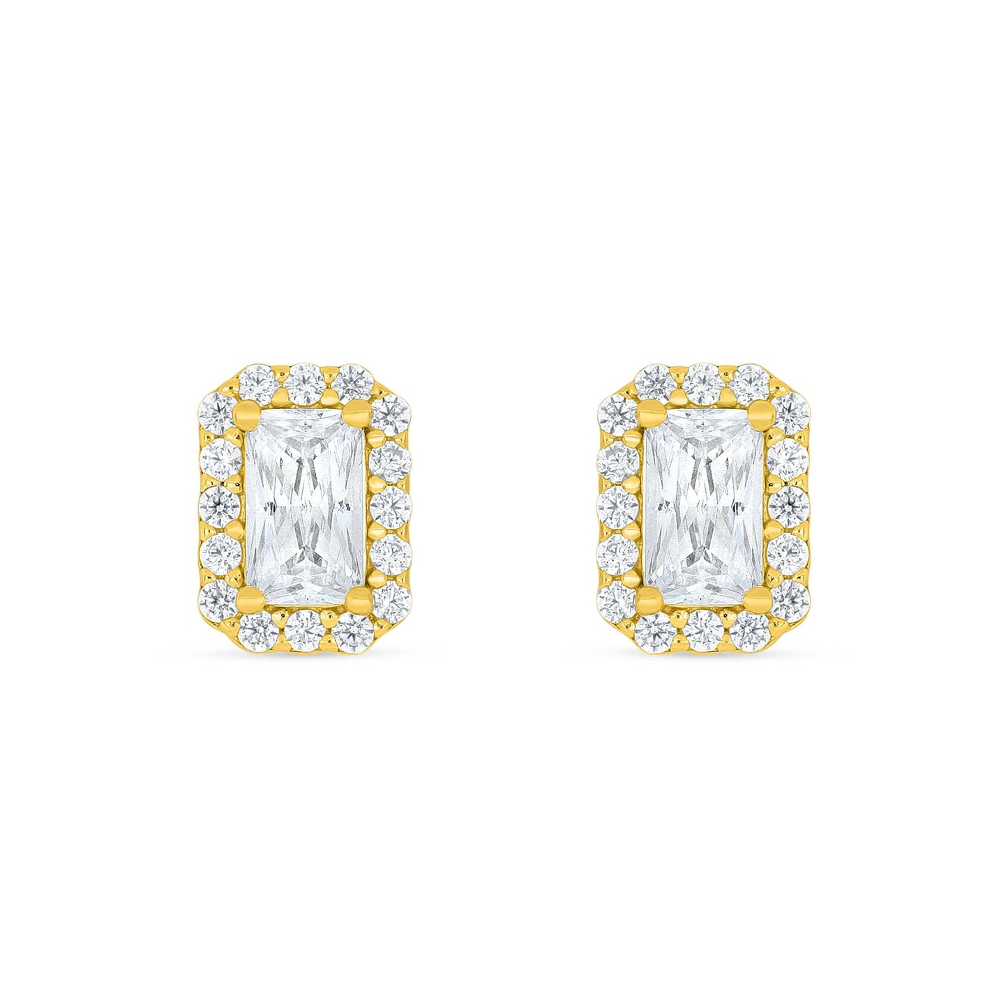 Sterling Silver 925 Earring Golden Plated Embedded With White Zircon