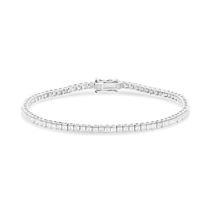Sterling Silver 925 Bracelet Rhodium Plated Embedded With White Zircon