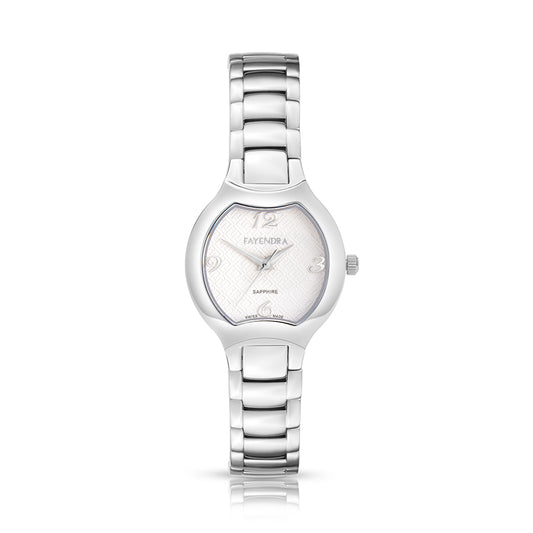 ساعة ستانلس ستيل عيار L316 بلون فضي - مينا معدنية باللون الابيض