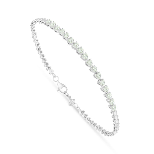 Sterling Silver 925 Bracelet Rhodium Plated Embedded With Diamond Zircon