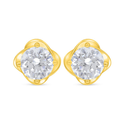 Sterling Silver 925 Earring Golden Plated Embedded With White Zircon