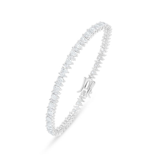 Sterling Silver 925 Bracelet Rhodium Plated Embedded With White Zircon