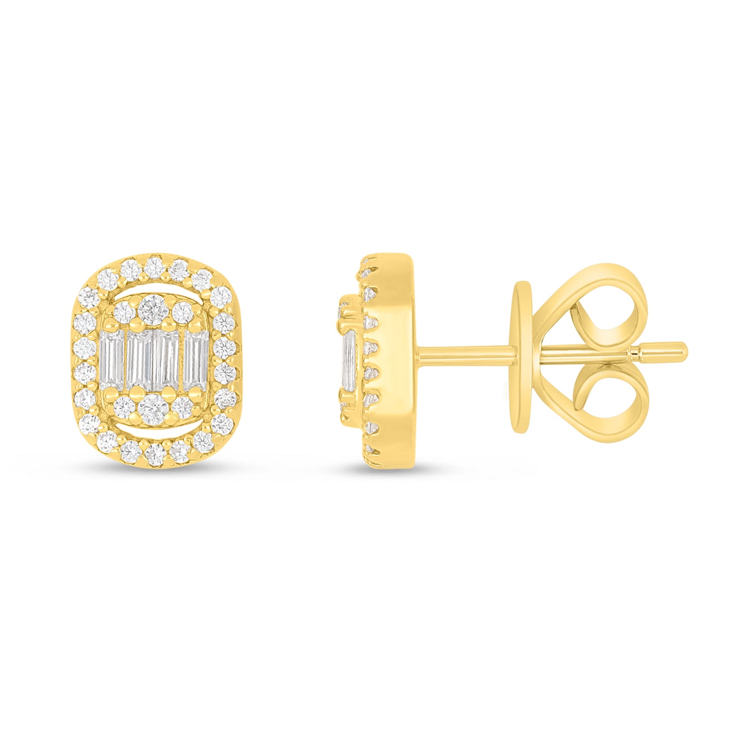 Sterling Silver 925 Earring Golden Plated Embedded With White Zircon