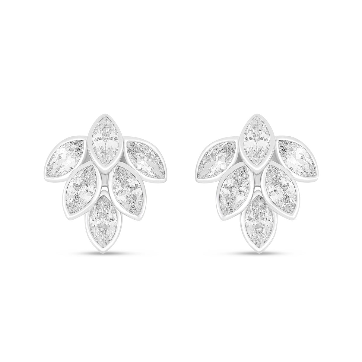 Sterling Silver 925 Earring Rhodium Plated Embedded With White Zircon