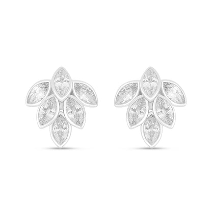 Sterling Silver 925 Earring Rhodium Plated Embedded With White Zircon
