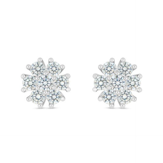 Sterling Silver 925 Earring Rhodium Plated Embedded With Diamond Zircon And White Zircon