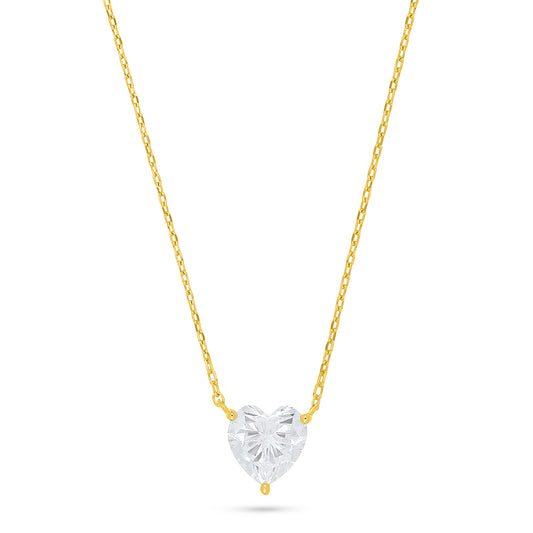 Sterling Silver 925 Necklace Golden Plated Embedded With White Zircon
