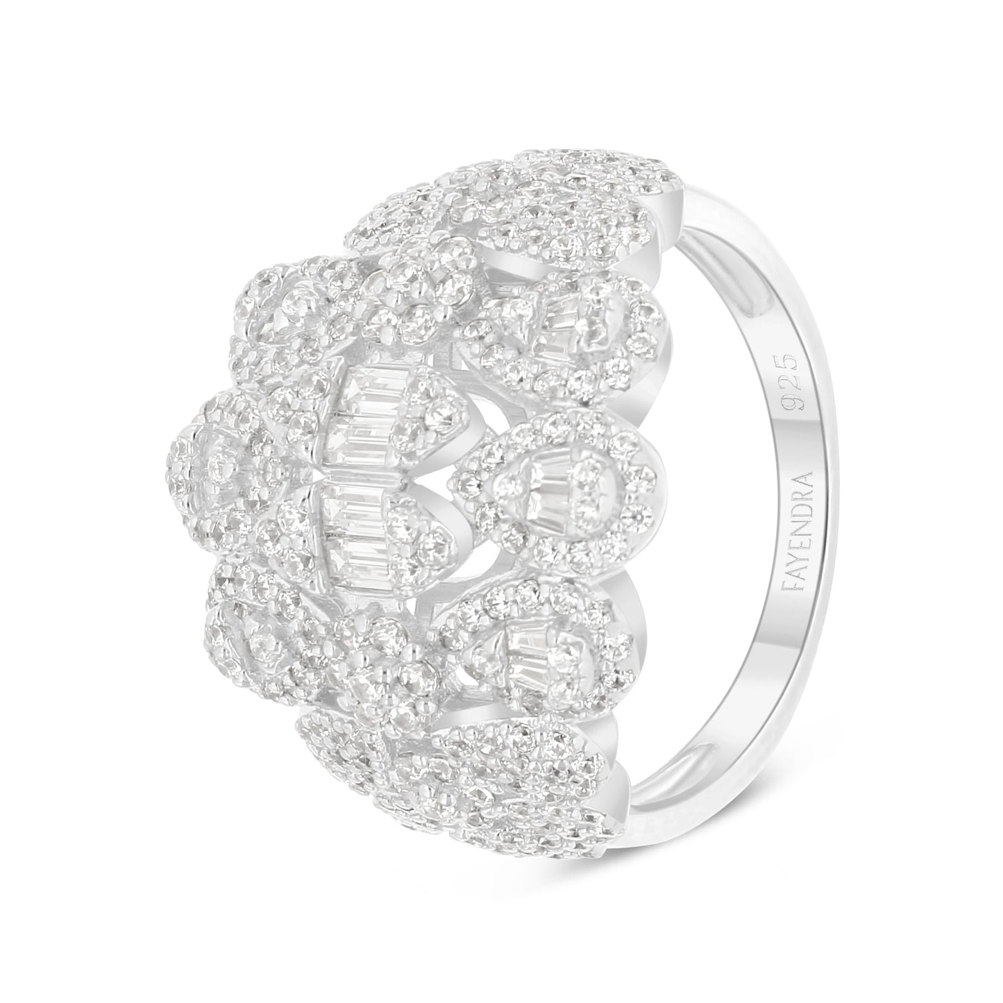 Sterling Silver 925 SET Rhodium Plated Embedded With White Zircon