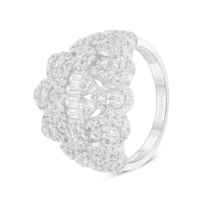 Sterling Silver 925 SET Rhodium Plated Embedded With White Zircon