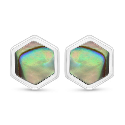 Sterling Silver 925 Earring Rhodium Plated Embedded With Blue Shell