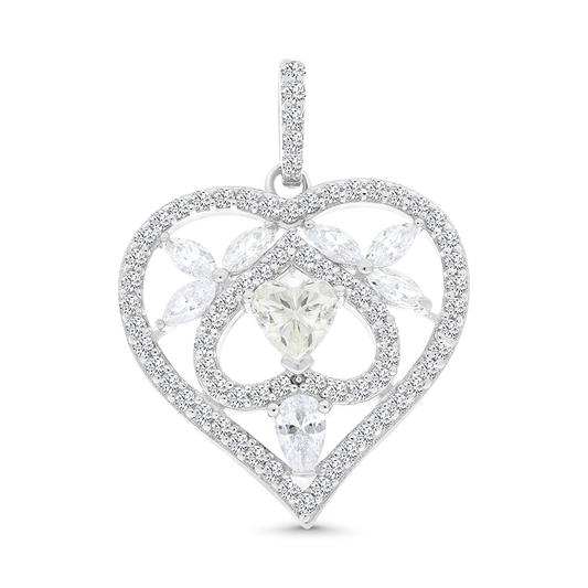 Sterling Silver 925 Pendant Rhodium Plated Yellow Zircon