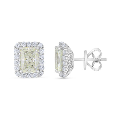 Sterling Silver 925 Earring Rhodium Plated Embedded With Diamond Zircon And White Zircon