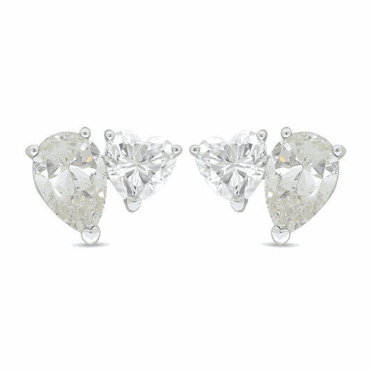 Sterling Silver 925 Earring Rhodium Plated Embedded With Diamond Zircon And White Zircon