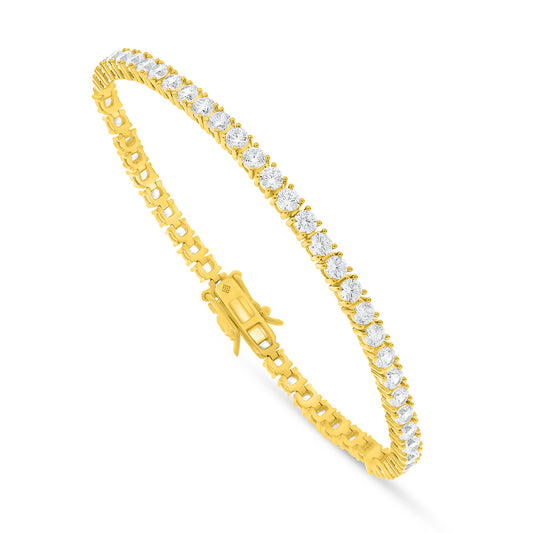 Sterling Silver 925 Bracelet Golden Plated Embedded With White Zircon