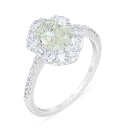 خاتم من الفضة الخالصة عيار 925 مطلي روديوم مرصع بالزركون الكناري الالماسي و فص ابيض