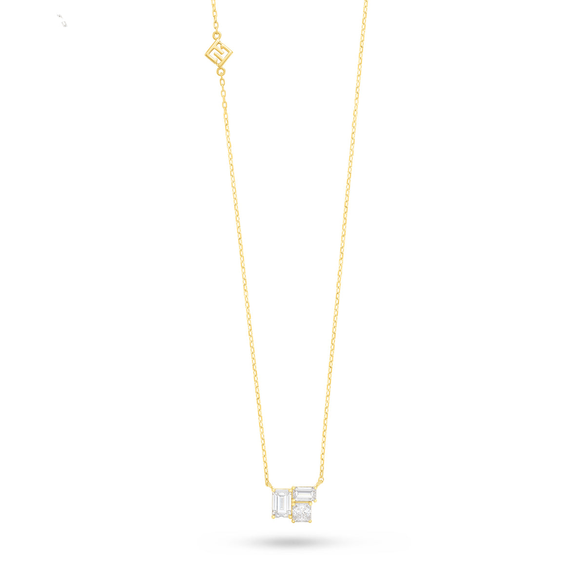 Sterling Silver 925 Necklace Golden Plated Embedded With White Zircon