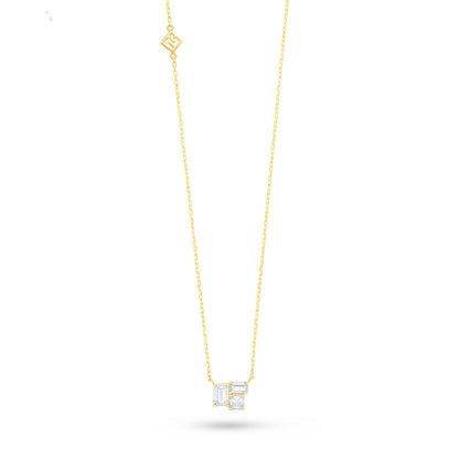 Sterling Silver 925 Necklace Golden Plated Embedded With White Zircon
