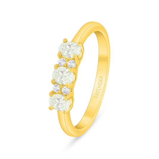 Sterling Silver 925 Ring Golden Plated Embedded With Diamond Zircon And White Zircon