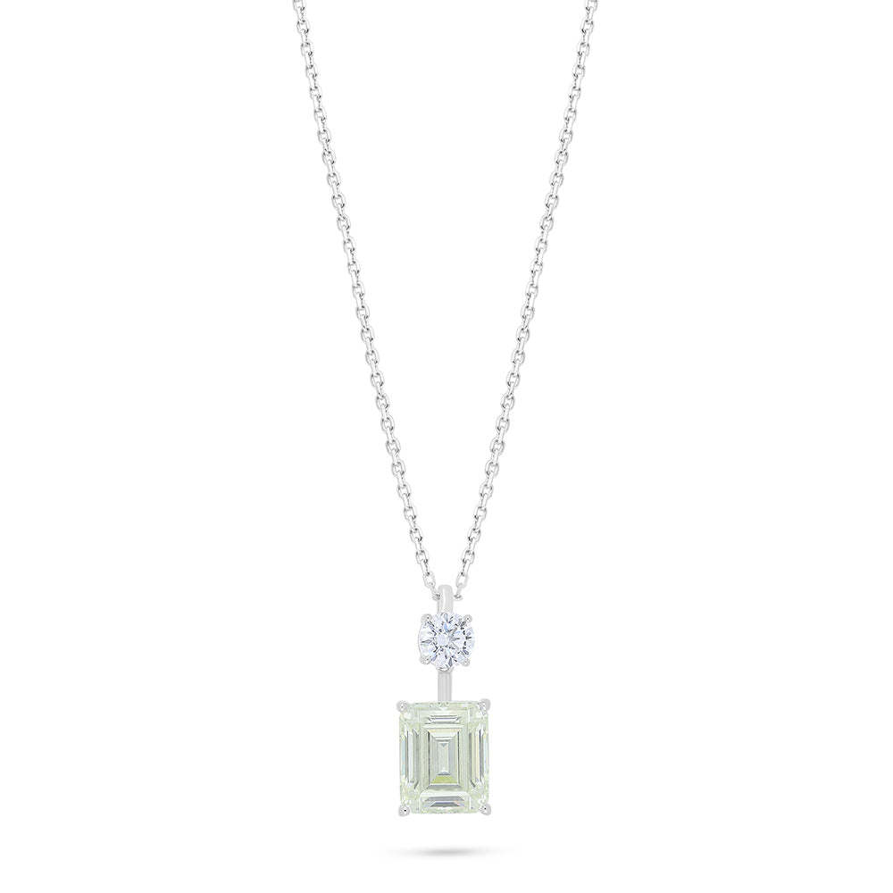 Sterling Silver 925 Necklace Rhodium Plated Embedded With Diamond Zircon And White Zircon