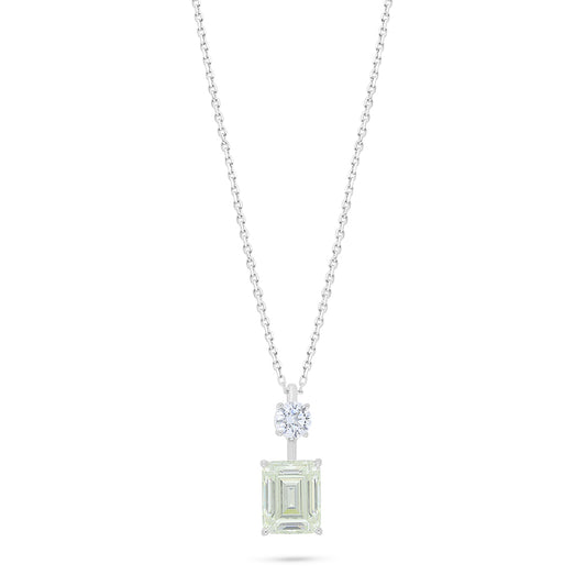 Sterling Silver 925 Necklace Rhodium Plated Embedded With Diamond Zircon And White Zircon