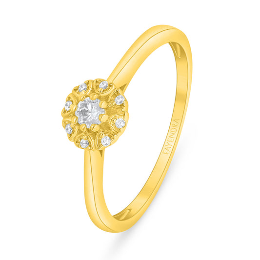 Sterling Silver 925 Ring Golden Plated Embedded With Diamond Zircon And White Zircon