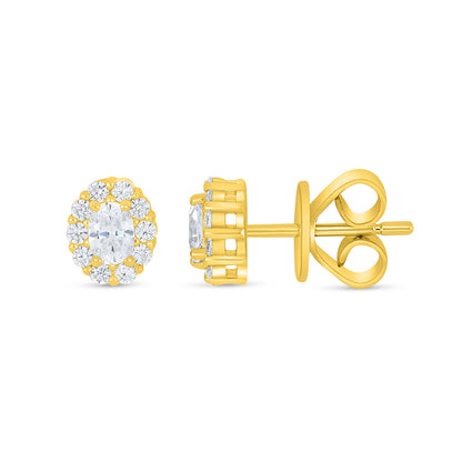 Sterling Silver 925 Earring Golden Plated Embedded With White Zircon