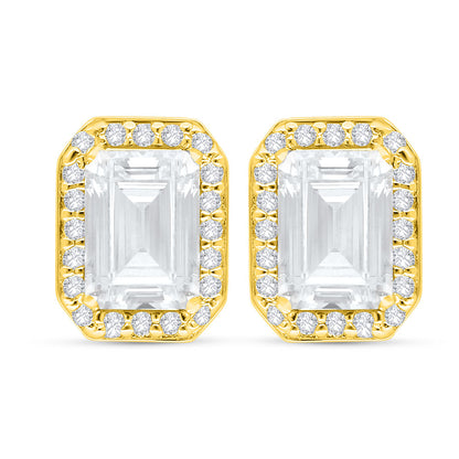 Sterling Silver 925 Earring Golden Plated Embedded With White Zircon