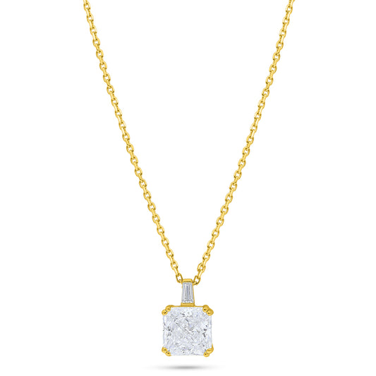 Sterling Silver 925 Necklace Golden Plated Embedded With White Zircon