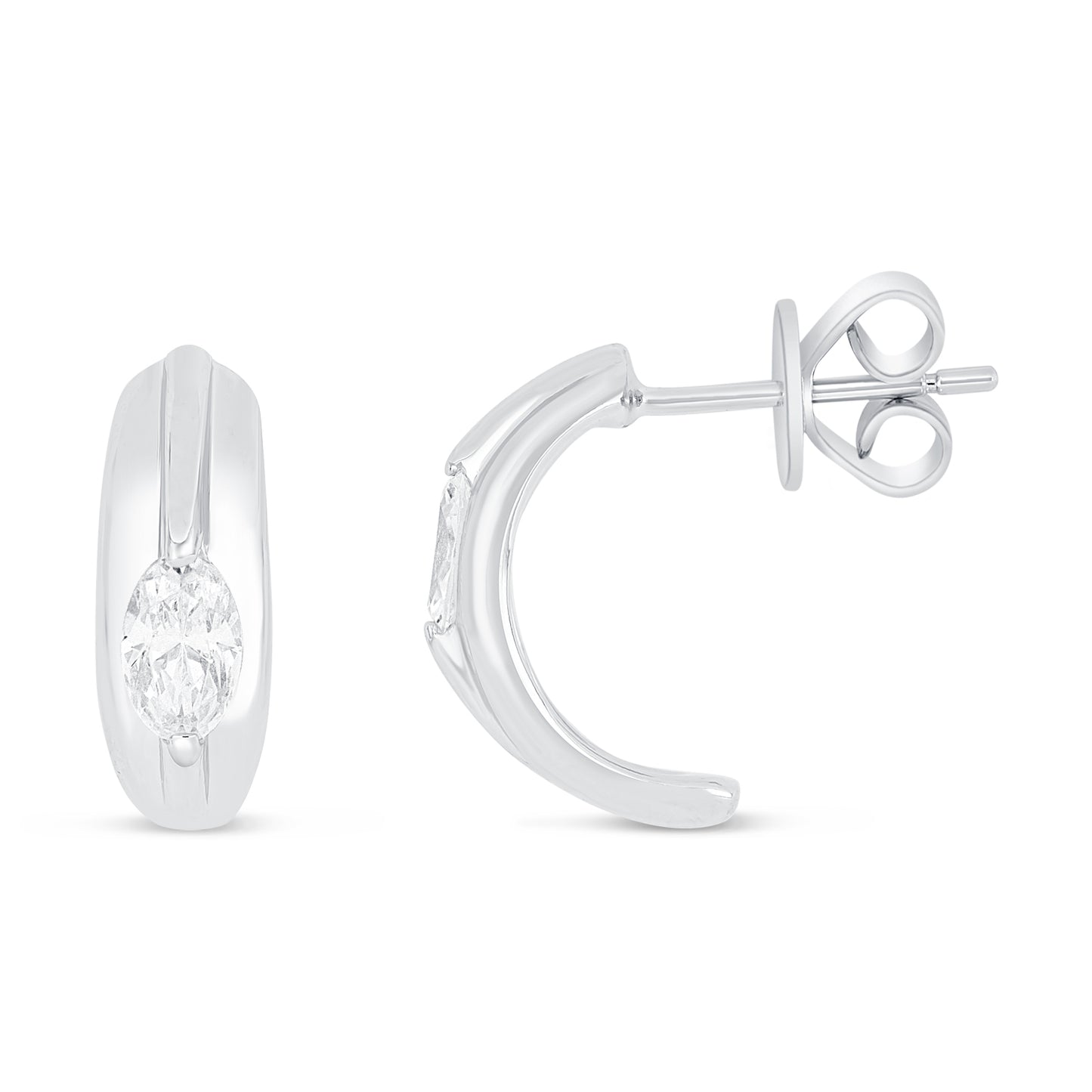 Sterling Silver 925 Earring Rhodium Plated Embedded With White Zircon