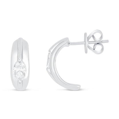 Sterling Silver 925 Earring Rhodium Plated Embedded With White Zircon