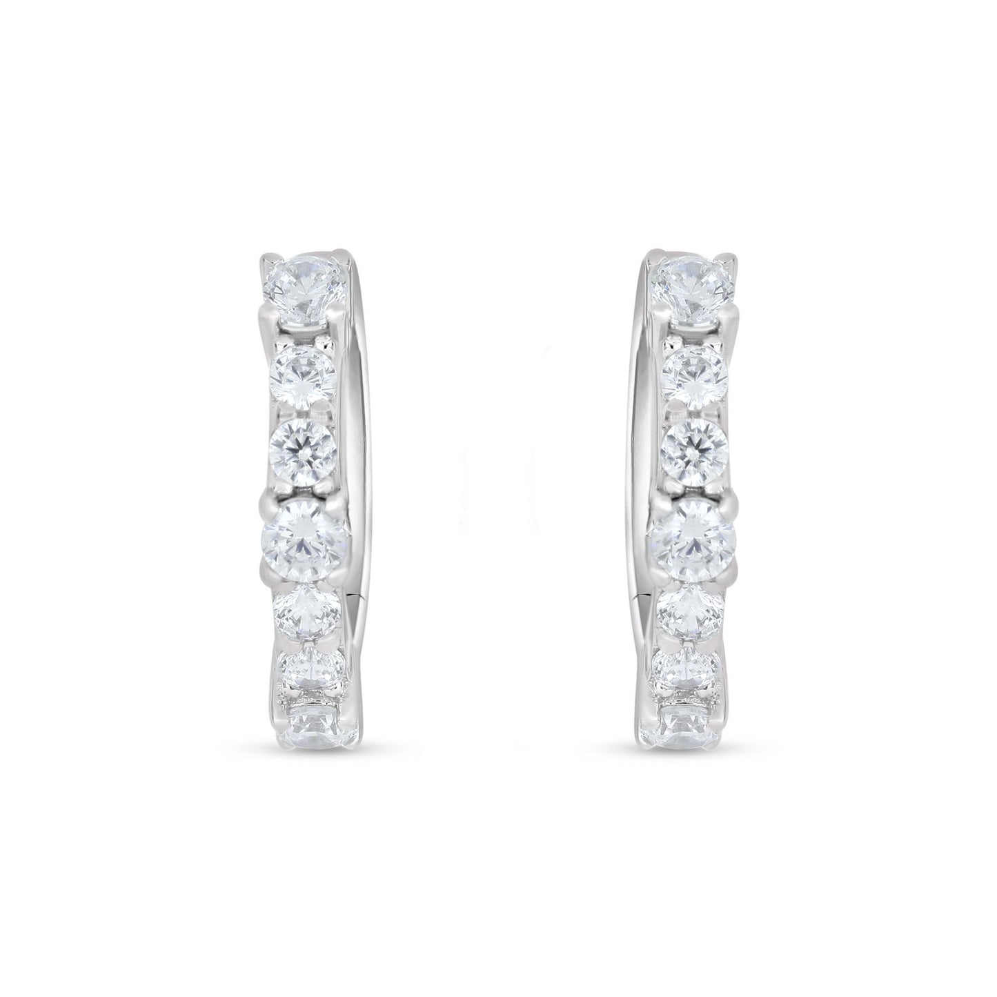 Sterling Silver 925 Earring Rhodium Plated Embedded With White Zircon