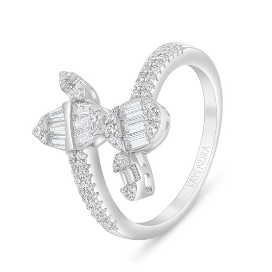 خاتم من الفضة الخالصة عيار 925 مطلي روديوم مرصع فص ابيض