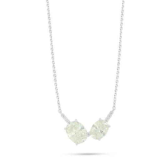 Sterling Silver 925 Necklace Rhodium Plated Embedded With Diamond Zircon And White Zircon