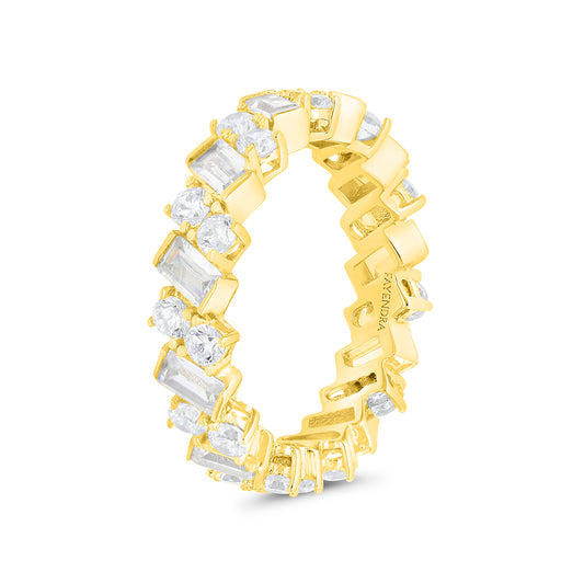 Sterling Silver 925 Ring Gold Plated Embedded With White CZ