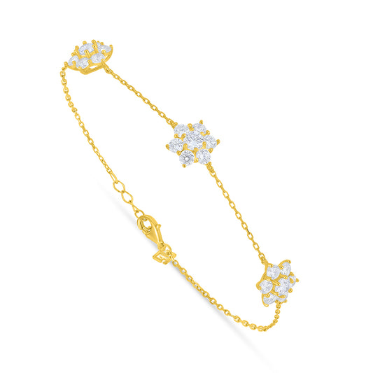 اسورة من الفضة الخالصة عيار 925 مطلية ذهبي مرصعة بالزركون الكناري الالماسي و فص ابيض