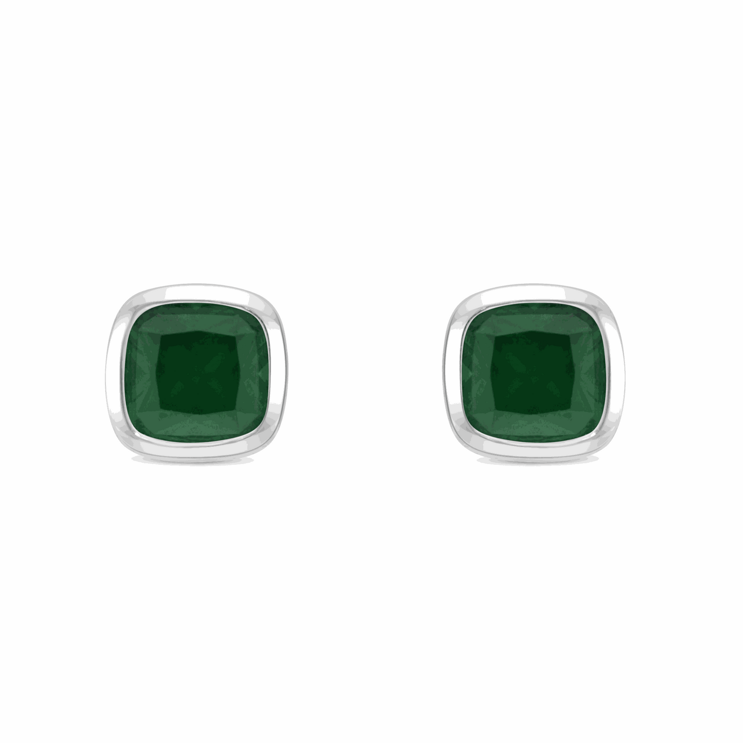 Sterling Silver 925 Earring Rhodium Plated Embedded With Emerald Zircon And White Zircon