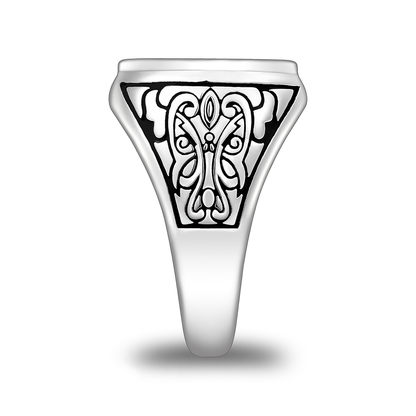 خاتم رجالي إسلامي من الفضة الخالصة عيار 925 مطلي روديوم و اسود