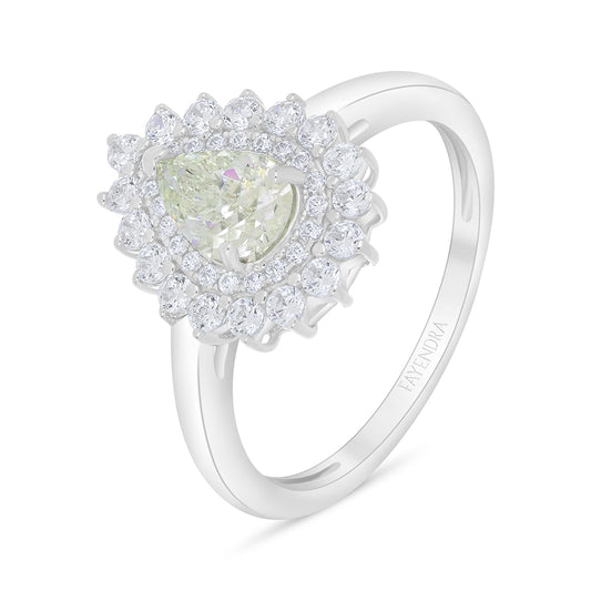 Sterling Silver 925 Ring Rhodium Plated Embedded With Diamond Zircon And White Zircon