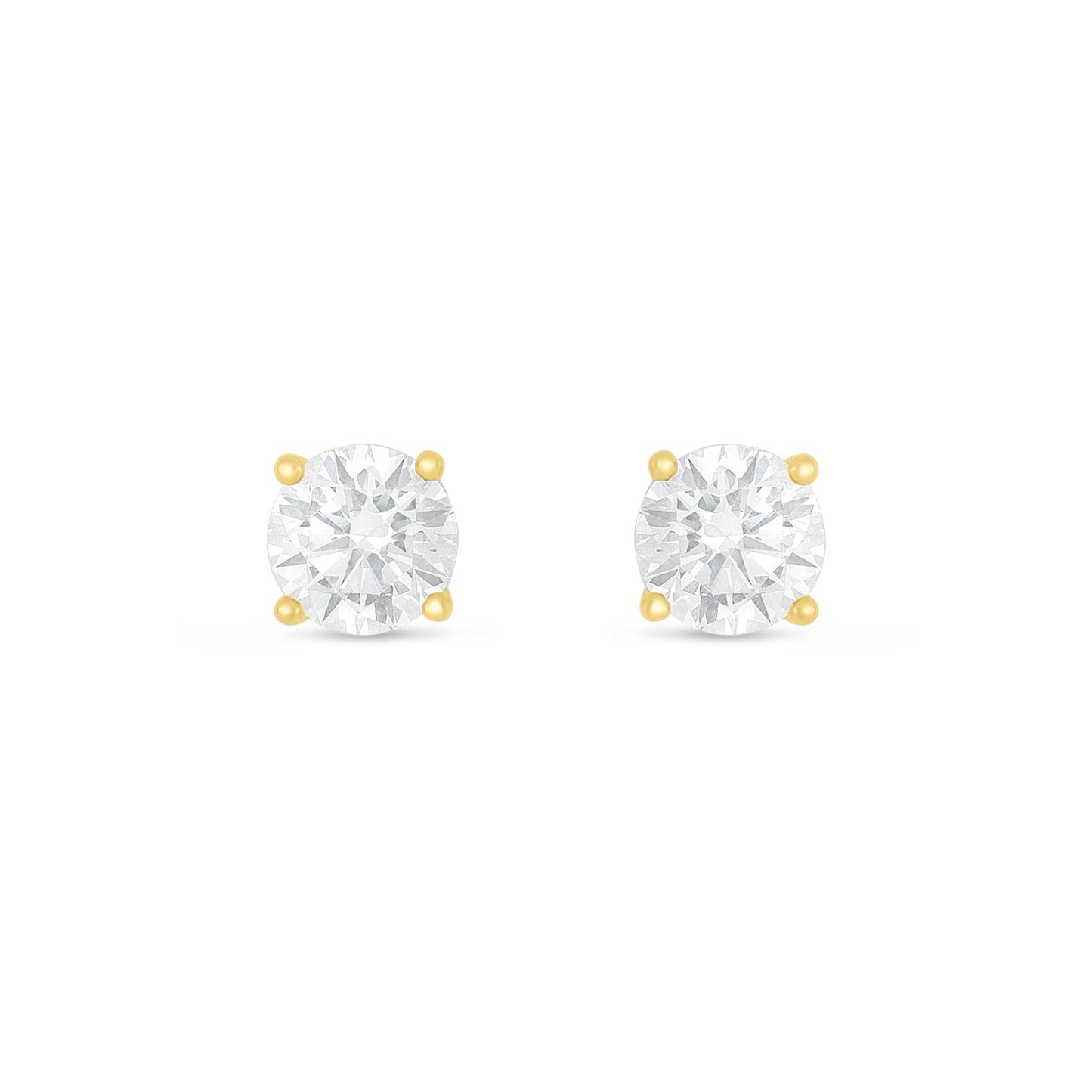 Sterling Silver 925 Earring Golden Plated Embedded With White Zircon