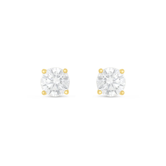 Sterling Silver 925 Earring Golden Plated Embedded With White Zircon