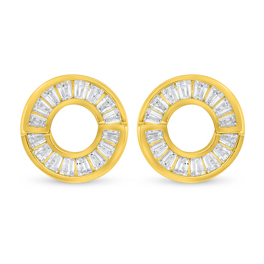 Sterling Silver 925 Earring Golden Plated Embedded With White Zircon
