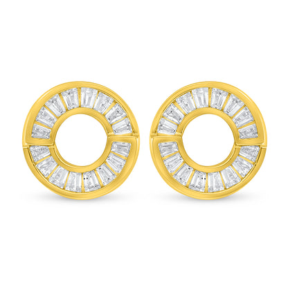 Sterling Silver 925 Earring Golden Plated Embedded With White Zircon